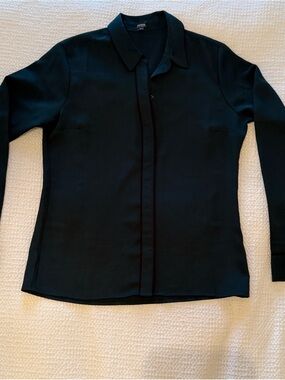 Express | Dark Green Button-Front Collared Blouse | Size = XS